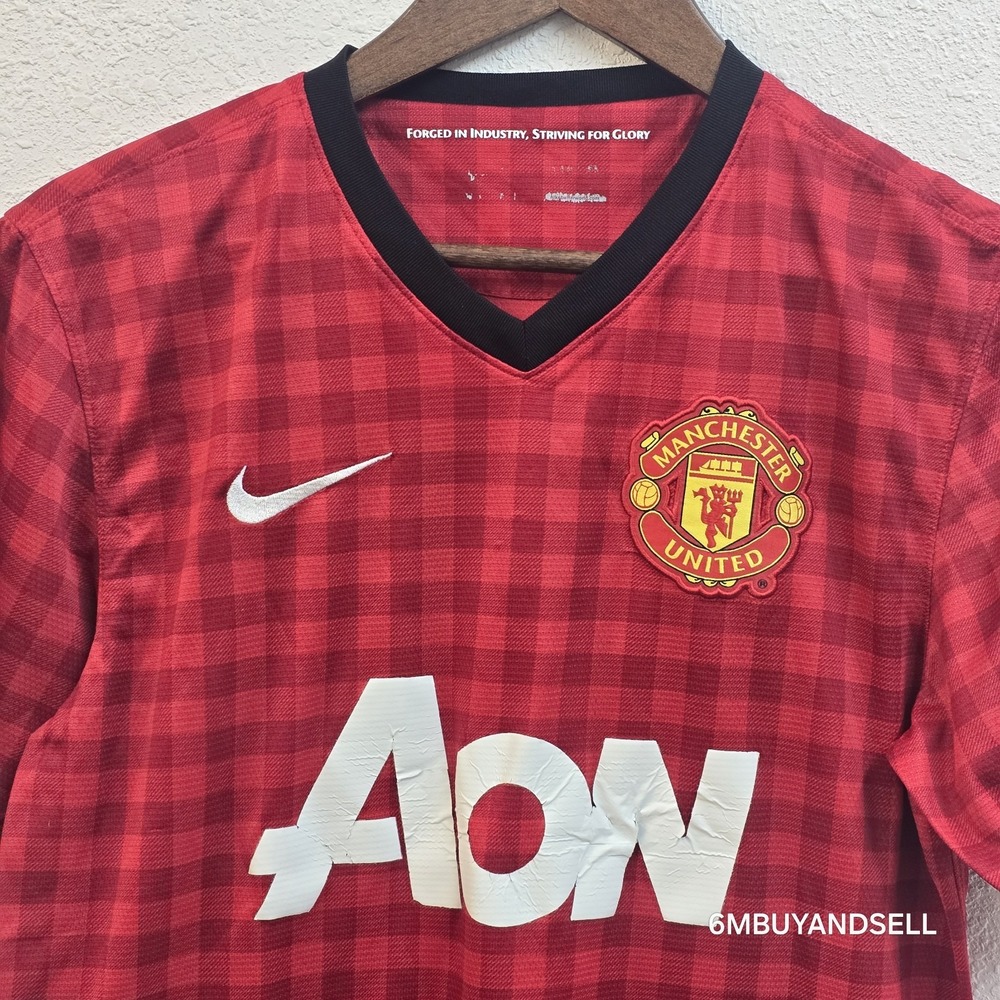Nike‎ Manchester United 2012-13 Gingham Home Jersey Red Soccer Shirt Small